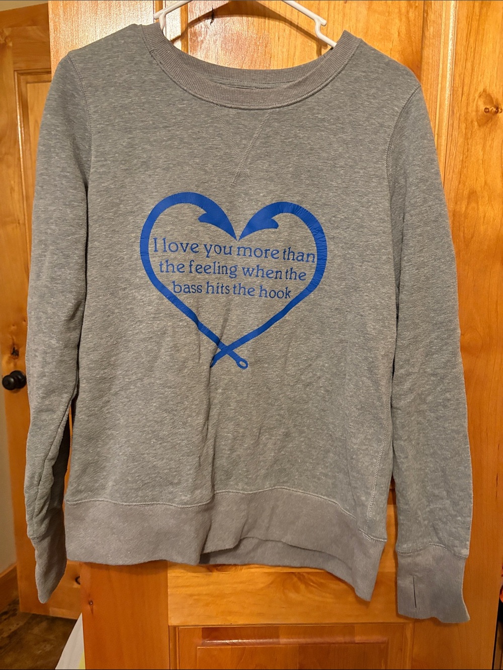 tek gear Gray Crewneck Sweatshirt with Blue Heart Graphic